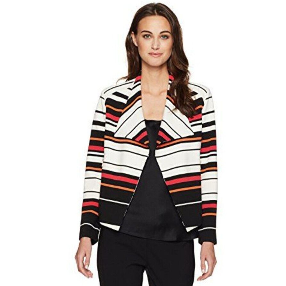 Calvin Klein Sweater Womens Small Striped Open Front Long Sleeve Jacket